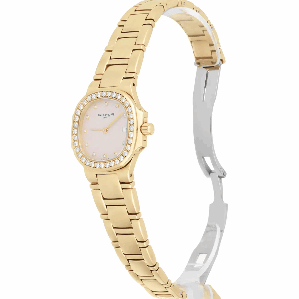 Patek Philippe Nautilus 18K Yellow Gold and Diamonds 28mm Quartz Watch Replica