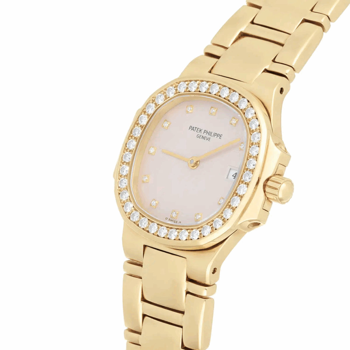 Patek Philippe Nautilus 18K Yellow Gold and Diamonds 28mm Quartz Watch Replica