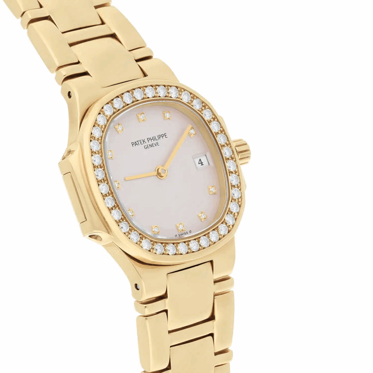 Patek Philippe Nautilus 18K Yellow Gold and Diamonds 28mm Quartz Watch Replica