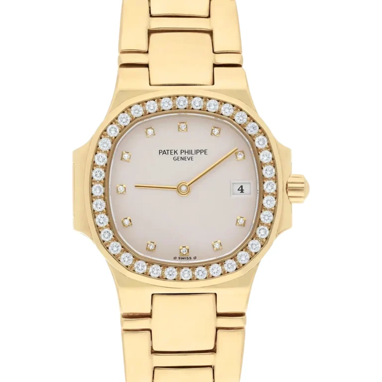 Patek Philippe Nautilus 18K Yellow Gold and Diamonds 28mm Quartz Watch Replica