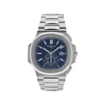 Patek Philippe Nautilus 40th Anniversary Chronograph White Gold Blue Diamond Dial Replica