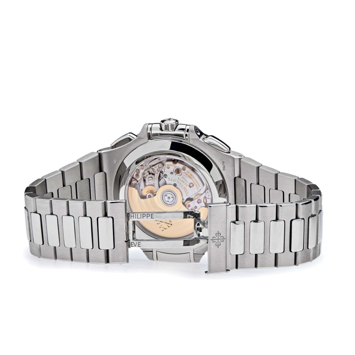 Patek Philippe Nautilus 40th Anniversary Chronograph White Gold Blue Diamond Dial Replica