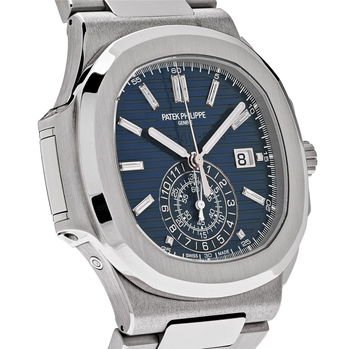 Patek Philippe Nautilus '40th Anniversary' Chronograph White Gold Blue Diamond Dial Replica