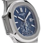 Patek Philippe Nautilus 40th Anniversary Chronograph White Gold Blue Diamond Dial Replica