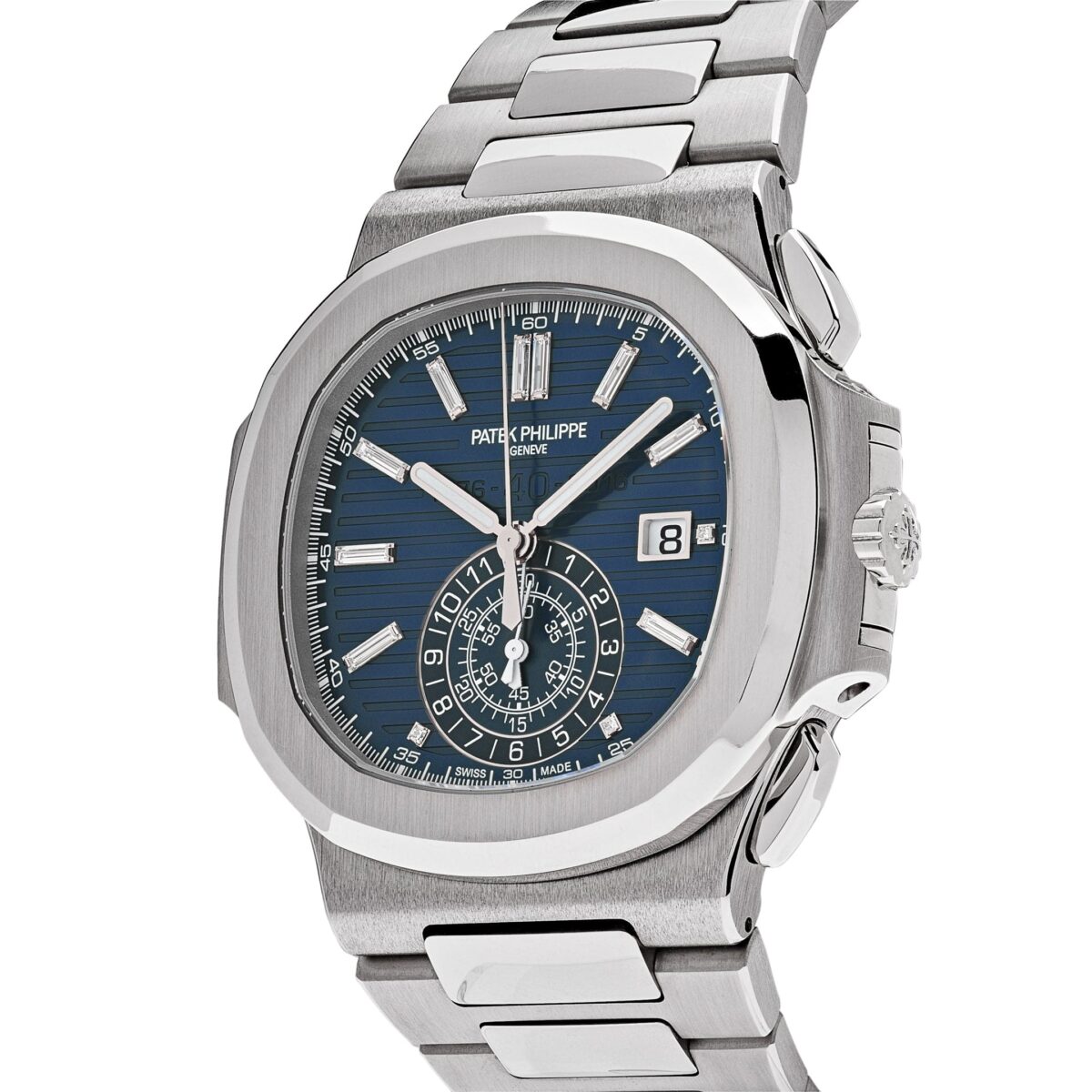 Patek Philippe Nautilus '40th Anniversary' Chronograph White Gold Blue Diamond Dial Replica