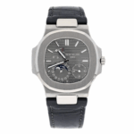 Patek Philippe Nautilus Moon phase White Gold Mens Watch Grey Dial Replica