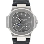Patek Philippe Nautilus Moon phase White Gold Mens Watch Grey Dial Replica
