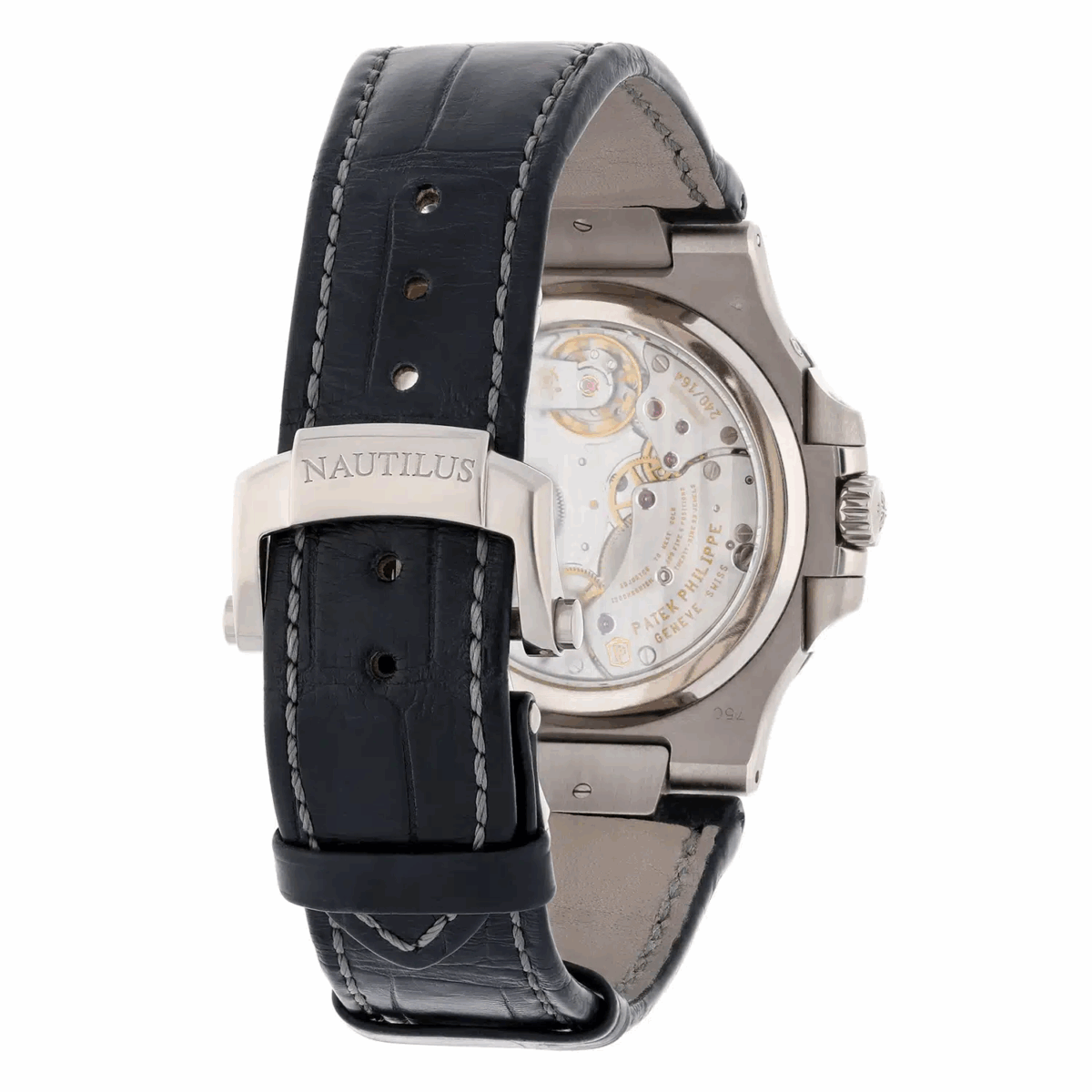 Patek Philippe Nautilus Moon phase White Gold Mens Watch Grey Dial Replica