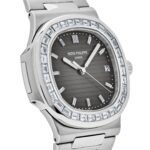 Patek Philippe Nautilus Platinum Grey Dial Diamond Bezel Replica