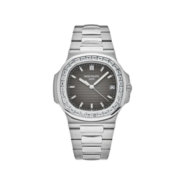 Patek Philippe Nautilus Platinum Grey Dial Diamond Bezel Replica