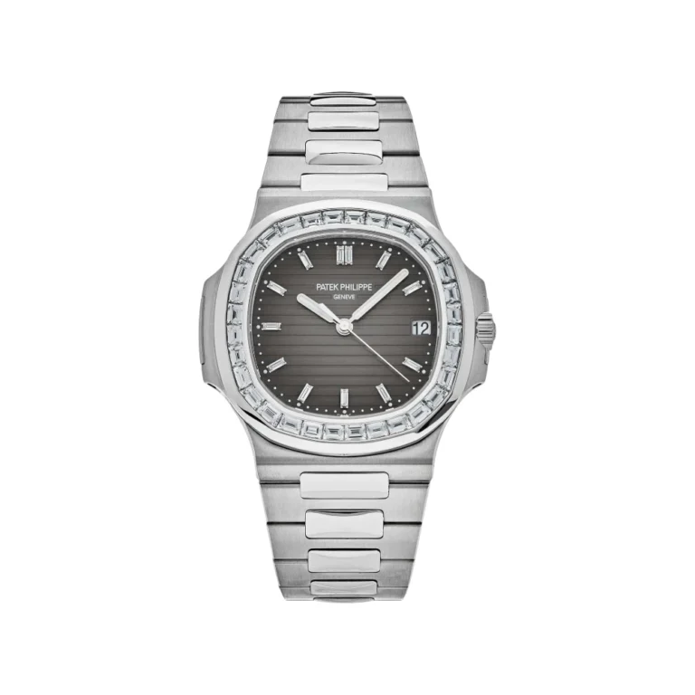 Patek Philippe Nautilus Platinum Grey Dial Diamond Bezel Replica