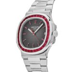 Patek Philippe Nautilus Platinum Grey Dial Ruby Bezel Replica
