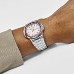 Patek Philippe Nautilus Platinum White Dial Ruby Bezel Replica
