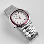 Patek Philippe Nautilus Platinum White Dial Ruby Bezel Replica