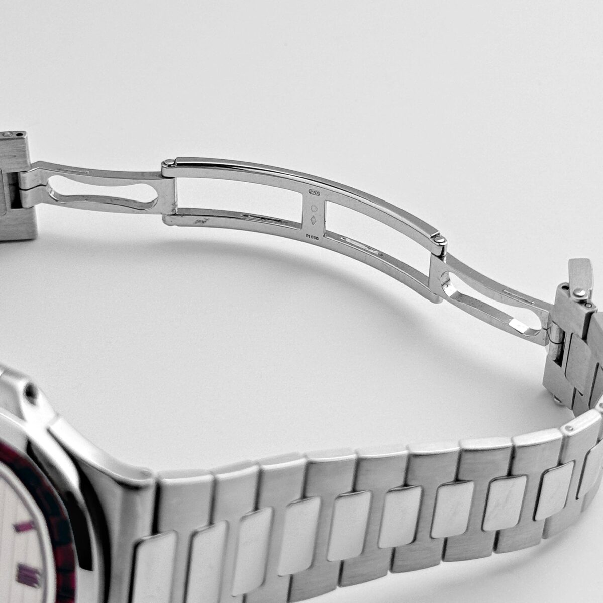 Patek Philippe Nautilus Platinum White Dial Ruby Bezel Replica