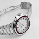 Patek Philippe Nautilus Platinum White Dial Ruby Bezel Replica