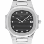 Patek Philippe Nautilus Quartz 33mm Black Dial Stainless Steel Watch Box and Papers Replica