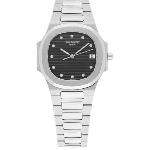 Patek Philippe Nautilus Quartz 33mm Black Dial Stainless Steel Watch Box and Papers Replica