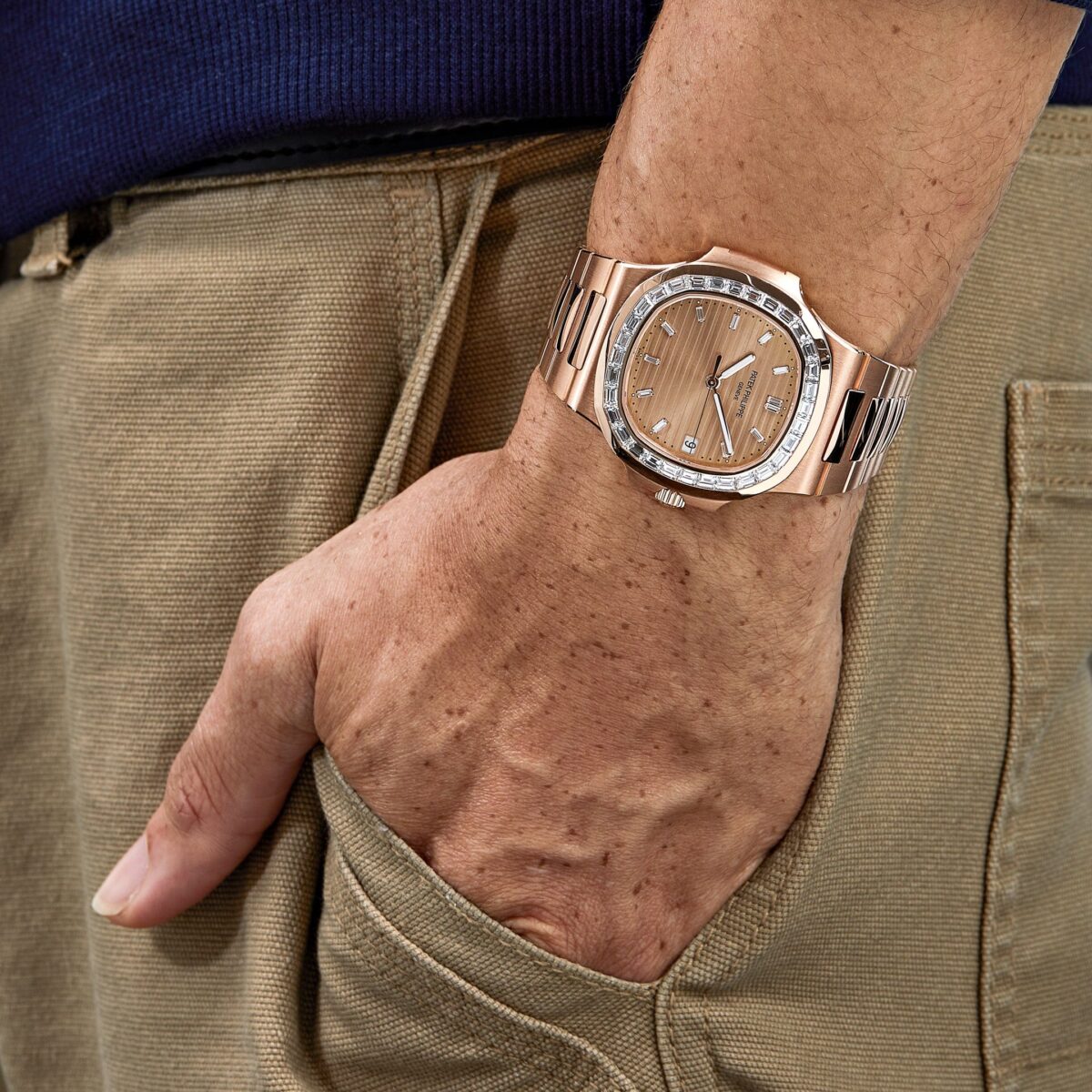 Patek Philippe Nautilus Rose Gold Diamond Bezel Replica