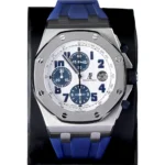 Audemars Piguet Royal Oak Chronograph Stainless Steel Watch Blue Rubber Strap Replica