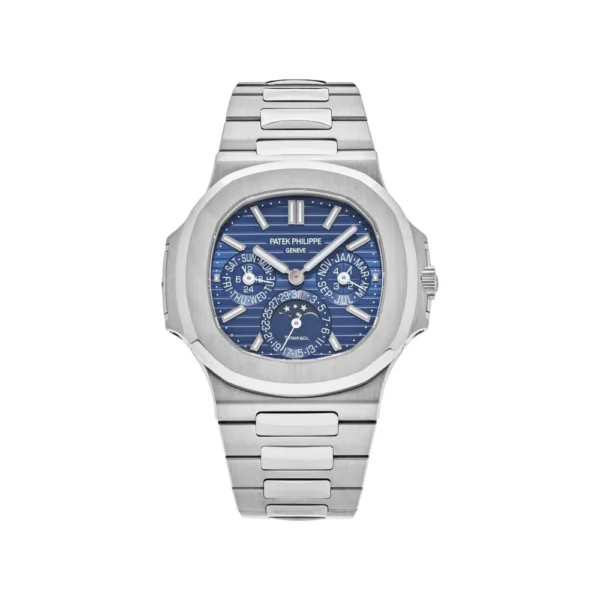 Patek Philippe Nautilus Tiffany & Co. Perpetual Calendar Moon Phases White Gold Blue Dial Replica