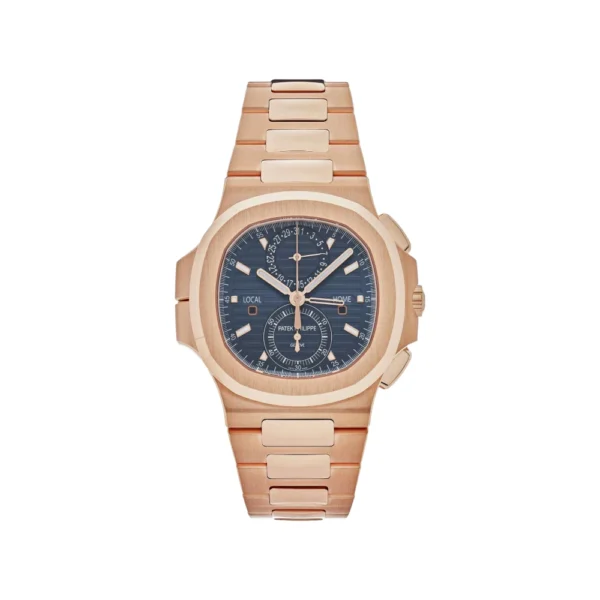 Patek Philippe Nautilus Travel Time Flyback Chronograph Rose Gold Blue Dial Replica