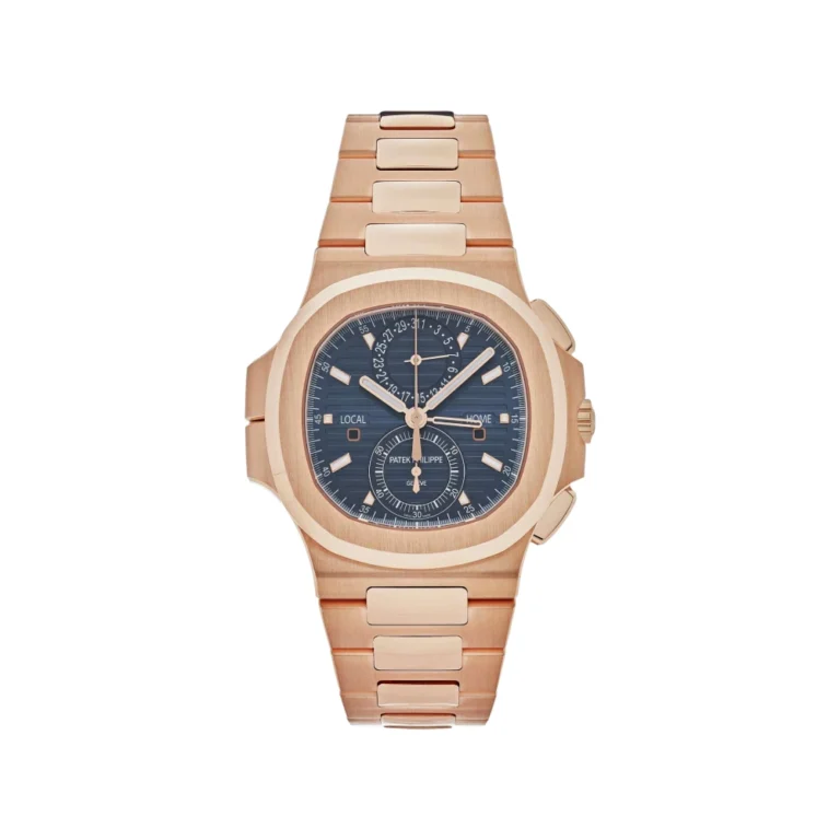 Patek Philippe Nautilus Travel Time Flyback Chronograph Rose Gold Blue Dial Replica
