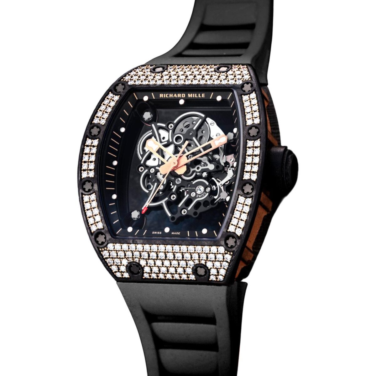 Richard Mille RM 055 Bubba Watson Carbon TPT Rose Gold Diamond Replica