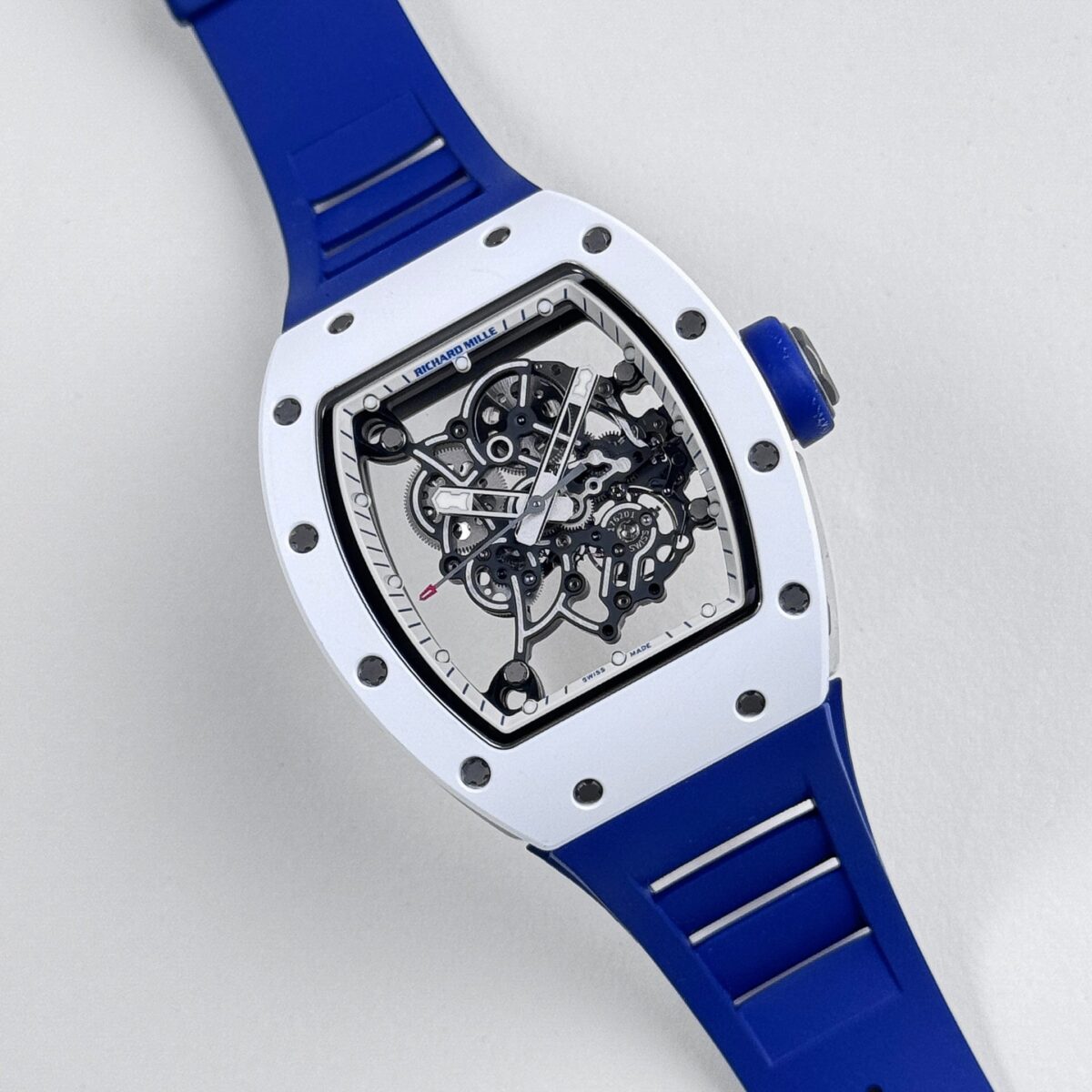 Richard Mille RM 055 Bubba Watson Japan Edition White Ceramic Titanium Blue Replica