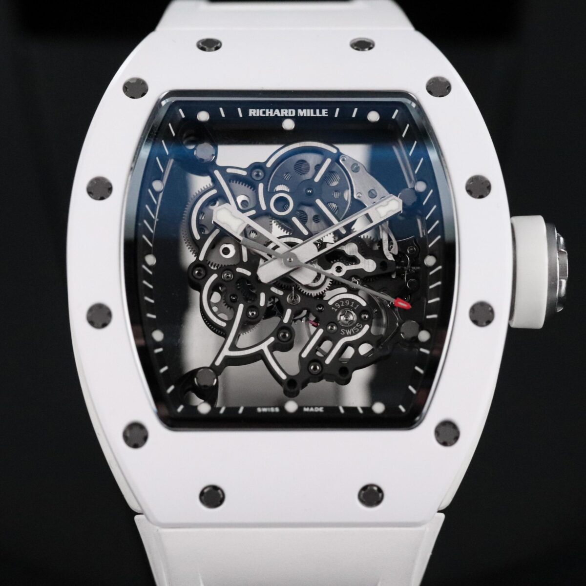 Richard Mille RM 055 Bubba Watson White Ceramic Skeleton Rubber 49.8mm Replica