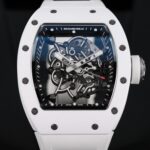 Richard Mille RM 055 Bubba Watson White Ceramic Skeleton Rubber 49.8mm Replica
