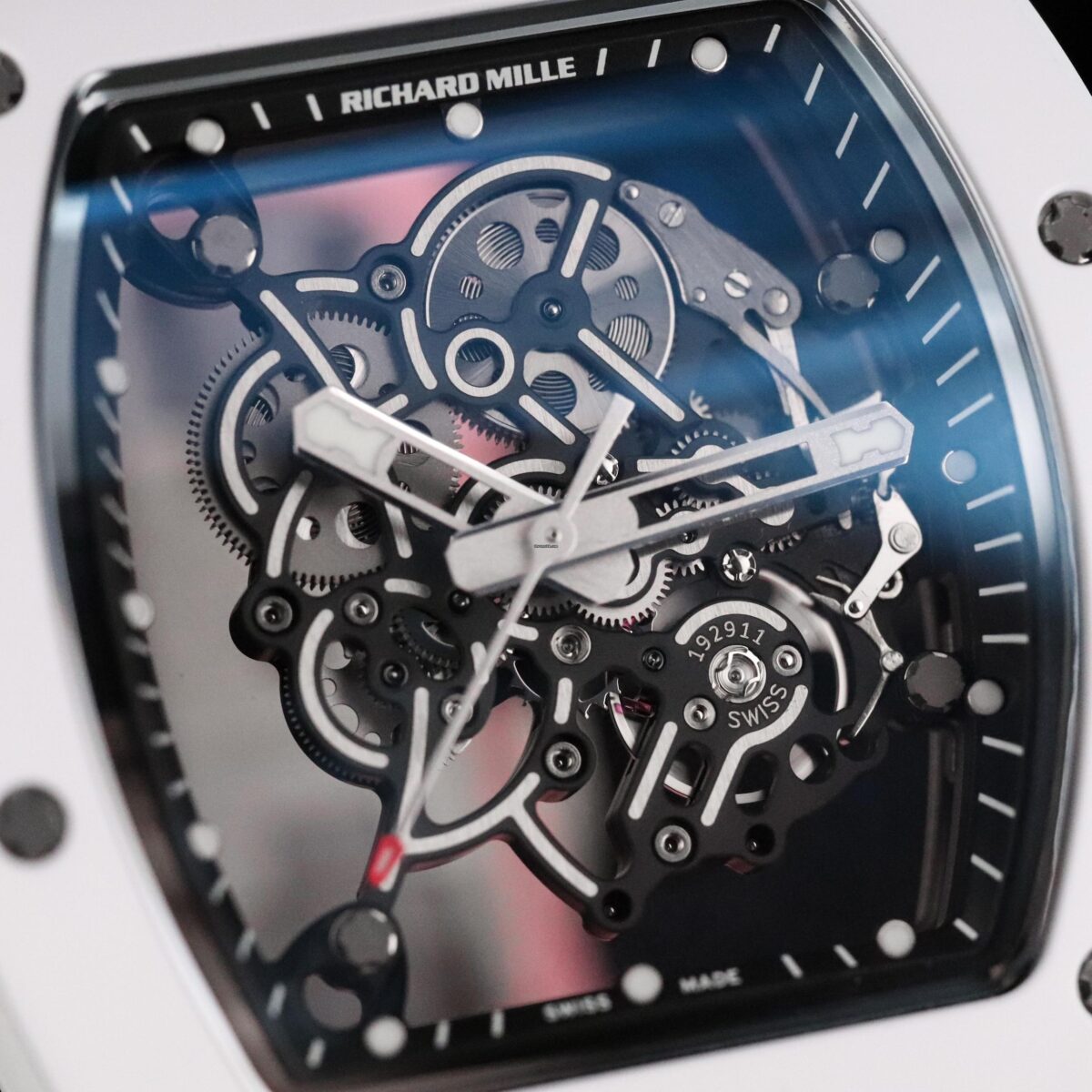 Richard Mille RM 055 Bubba Watson White Ceramic Skeleton Rubber 49.8mm Replica