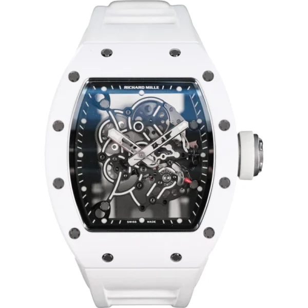Richard Mille RM 055 Bubba Watson White Ceramic Skeleton Rubber 49.8mm Replica