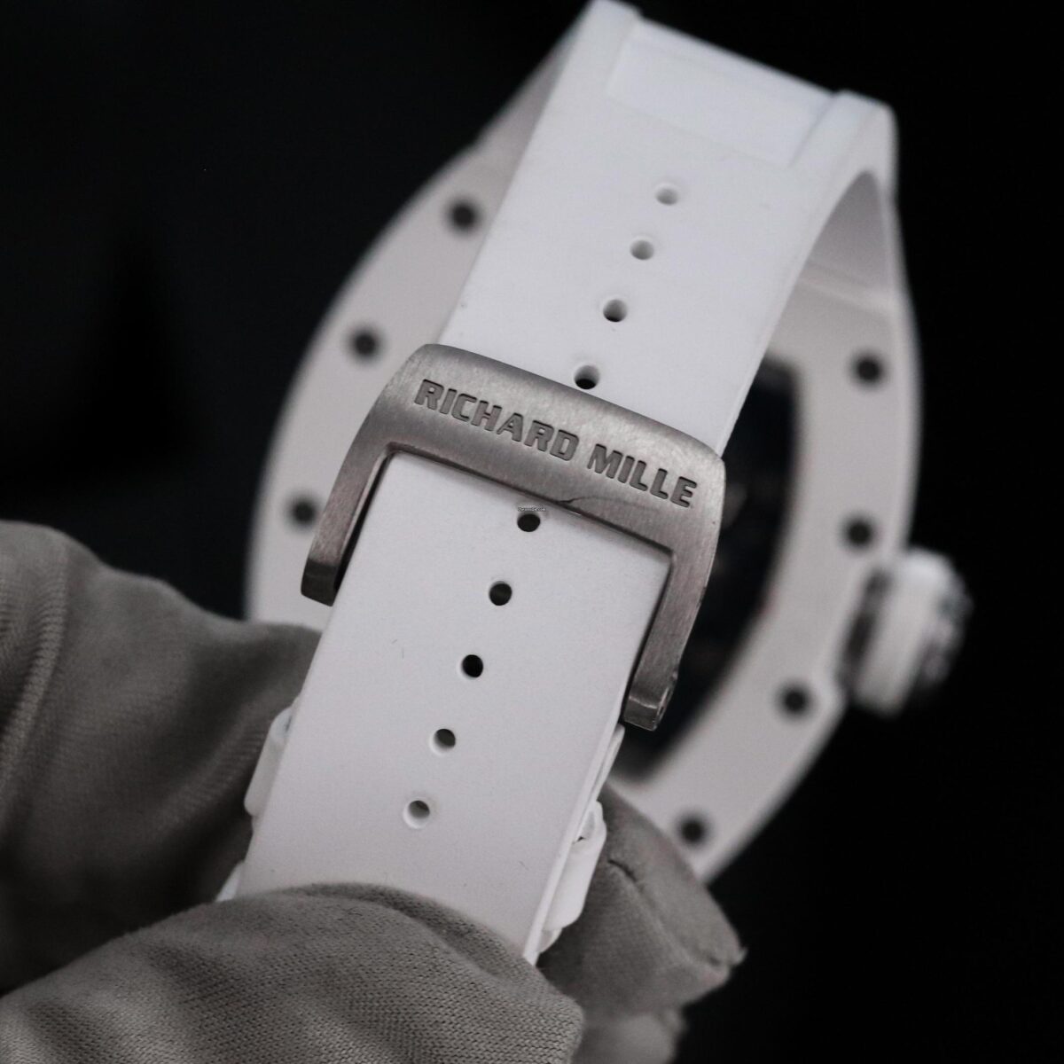 Richard Mille RM 055 Bubba Watson White Ceramic Skeleton Rubber 49.8mm Replica