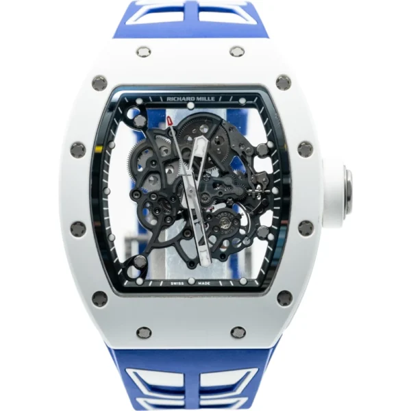 Richard Mille RM 055 Bubba Watson White Ceramic Titanium Blue Rubber Replica