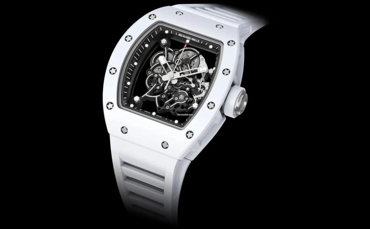Richard Mille RM 055 White Ceramic Case Skeleton Dial Rubber Strap 50mm Replica