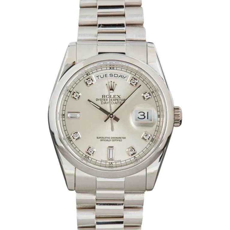 Rolex Day-Date 118206 Silver Diamond Dial Replica