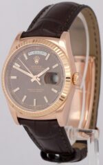 Rolex Day-Date 36mm CHOCOLATE Brown 18K Rose Gold Leather Replica