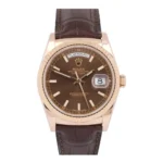 Rolex Day-Date 36mm CHOCOLATE Brown 18K Rose Gold Leather Replica