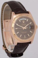 Rolex Day-Date 36mm CHOCOLATE Brown 18K Rose Gold Leather Replica