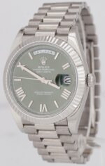 Rolex Day-Date 40mm OLIVE Green White Gold President 18K Replica