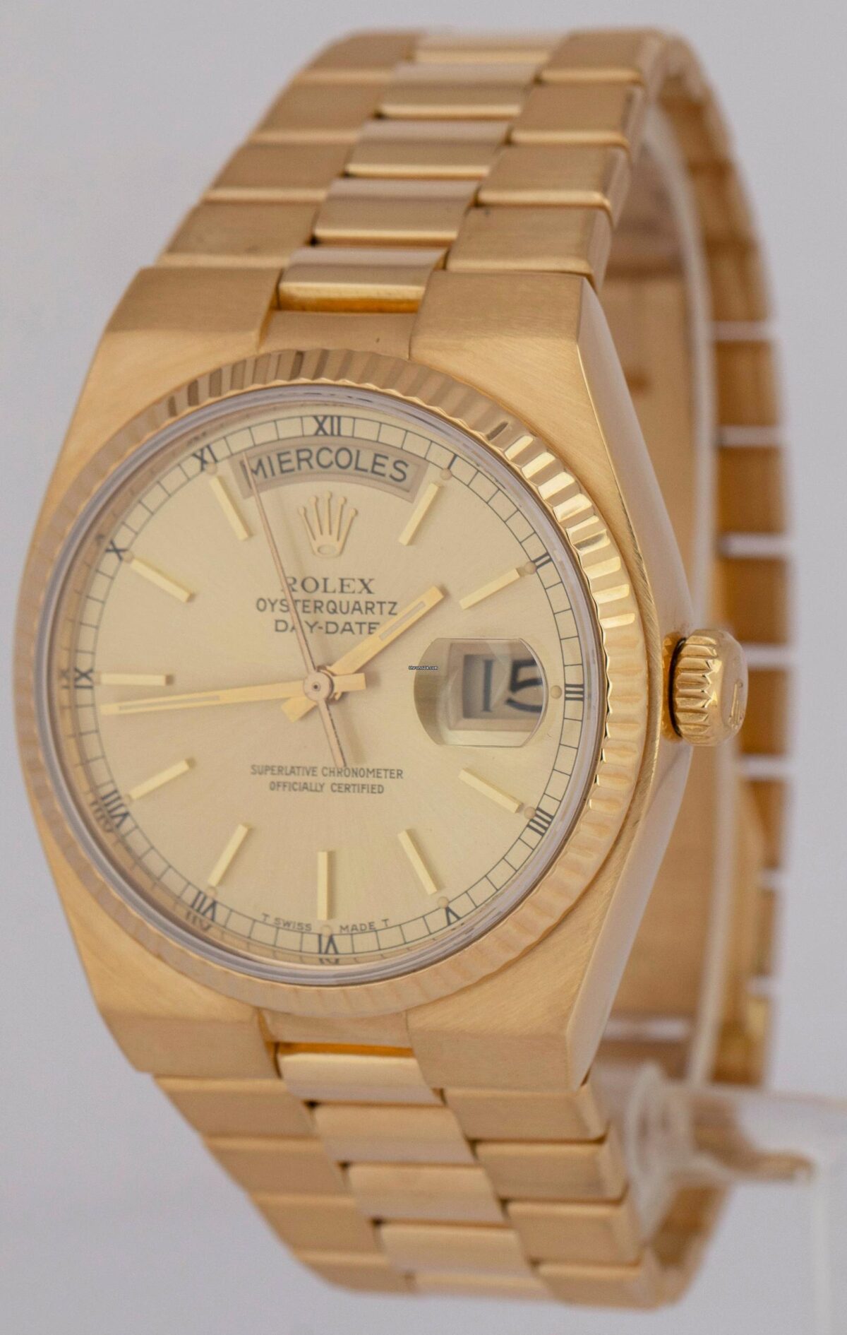 Rolex Day-Date Oysterquartz President Champagne 18K Yellow Gold Watch Replica