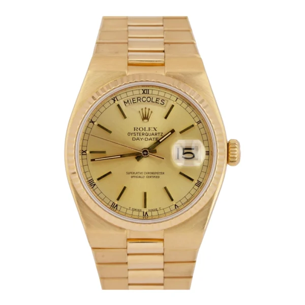 Rolex Day-Date Oysterquartz President Champagne 18K Yellow Gold Watch Replica
