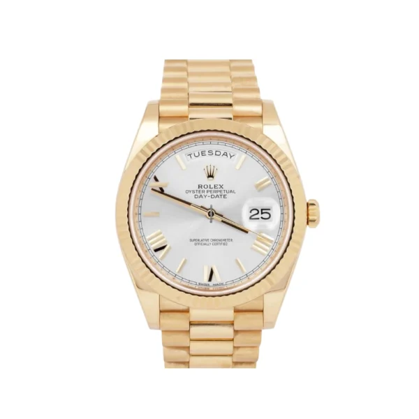 Rolex Day-Date President 40mm Silver Roman 18K Gold Watch Replica
