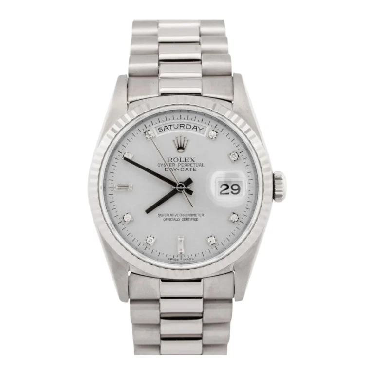 Rolex Day-Date President Factory Diamond 18K White Gold Silver 36mm Watch Replica