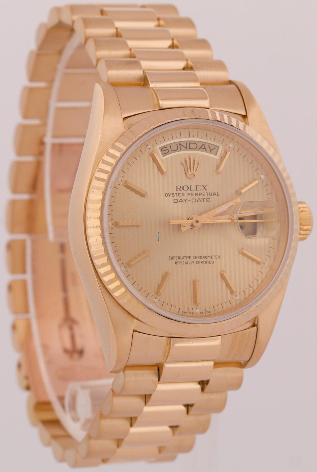 Rolex Day-Date President Silvered Champagne Tapestry 36mm 18K Gold Replica