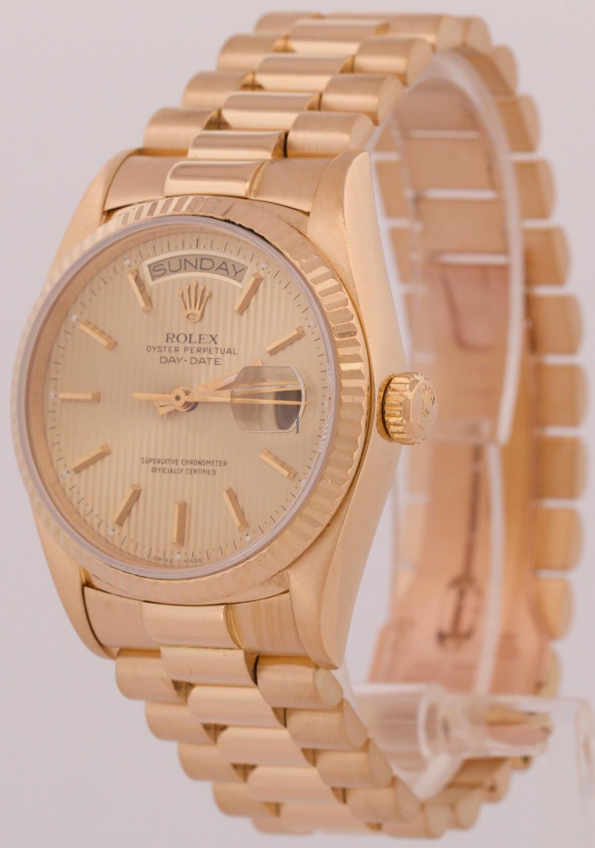 Rolex Day-Date President Silvered Champagne Tapestry 36mm 18K Gold Replica