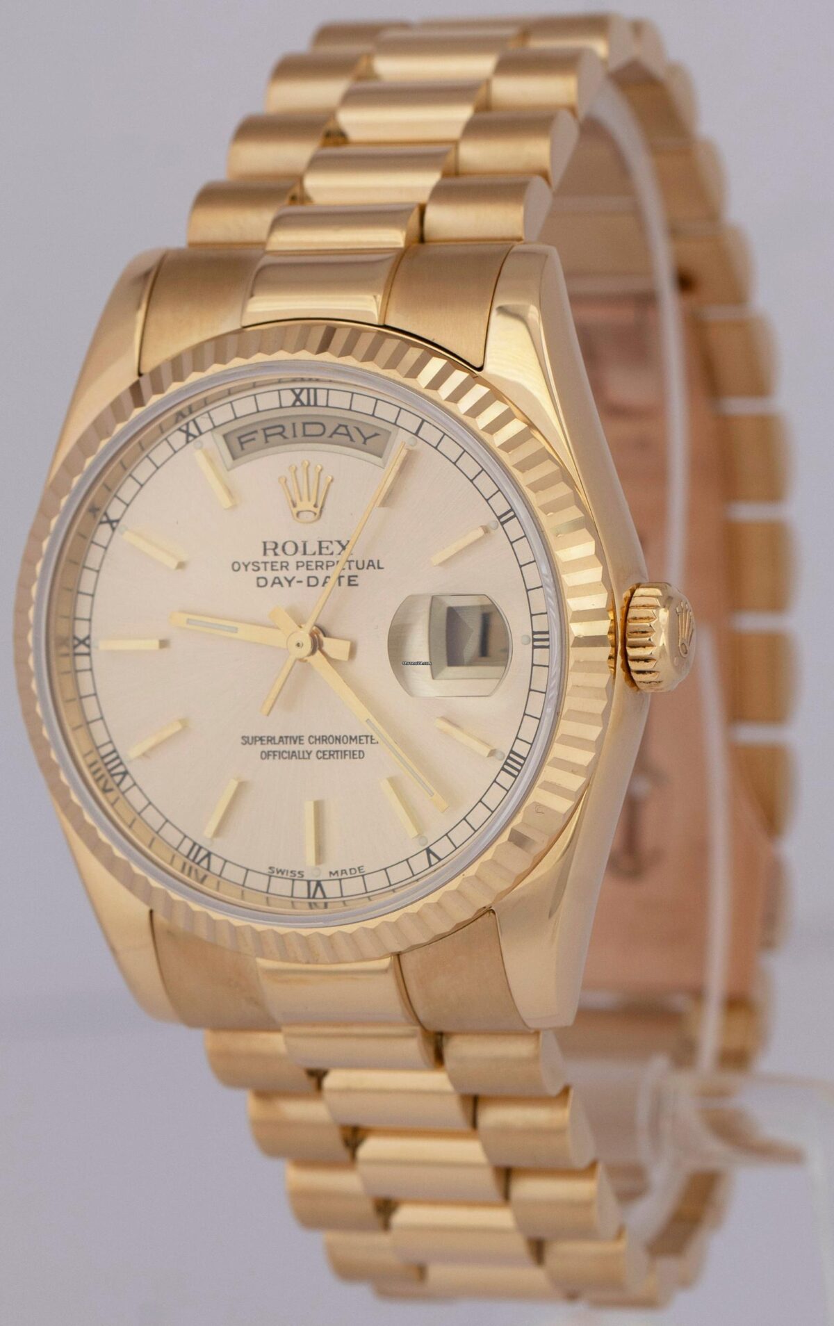 Rolex Day-Date President Silver 36mm 18K Yellow Gold Replica