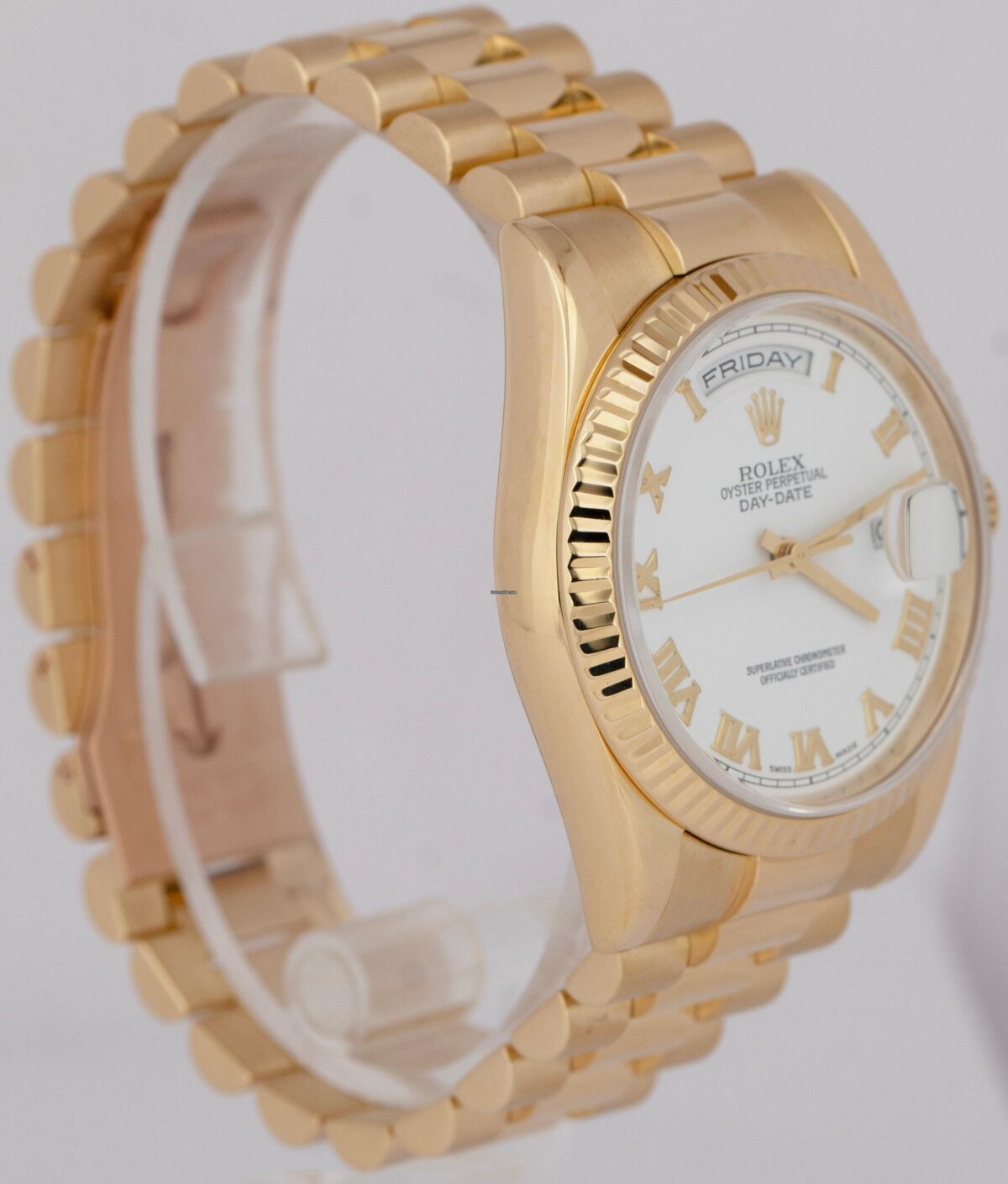 Rolex Day-Date President White Roman 18K Yellow Gold 36mm Watch Replica