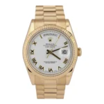 Rolex Day-Date President White Roman 18K Yellow Gold 36mm Watch Replica